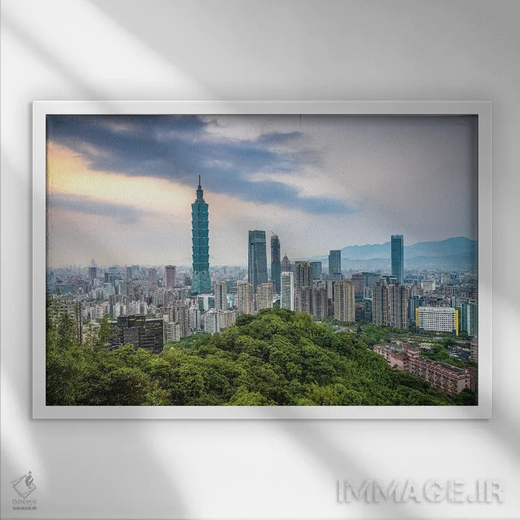 تابلو نمای مرکز شهر تایپه (۱) اثر الکس جی پرز - نمای قابدار سفید
