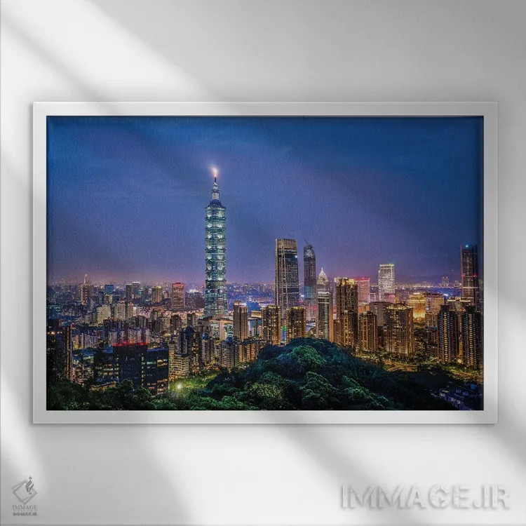 تابلو نمای مرکز شهر تایپه (۳) اثر الکس جی پرز - نمای قابدار سفید