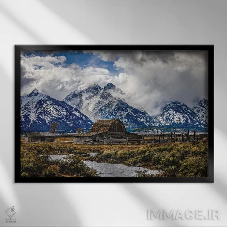 تابلو انبار کشاورزی کوههای بزرگ تیتون (۱) اثر الکس جی پرز - نمای قابدار مشکی