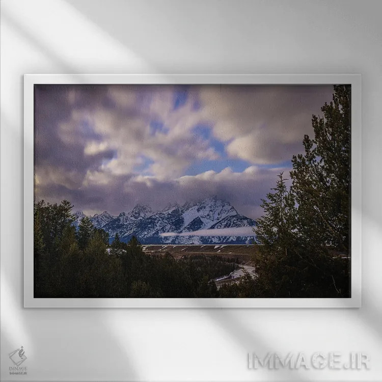 تابلو رشتهکوههای بزرگ تیتون (۱) اثر الکس جی پرز - نمای قابدار سفید