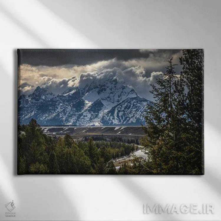 تابلو کوههای گرند تیتون شماره ۲ اثر الکس جی پرز - نمای روبهرو روی دیوار