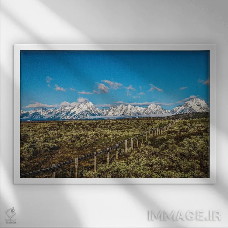تابلو رشتهکوههای بزرگ تیتون (۴) اثر الکس جی پرز - نمای قابدار سفید