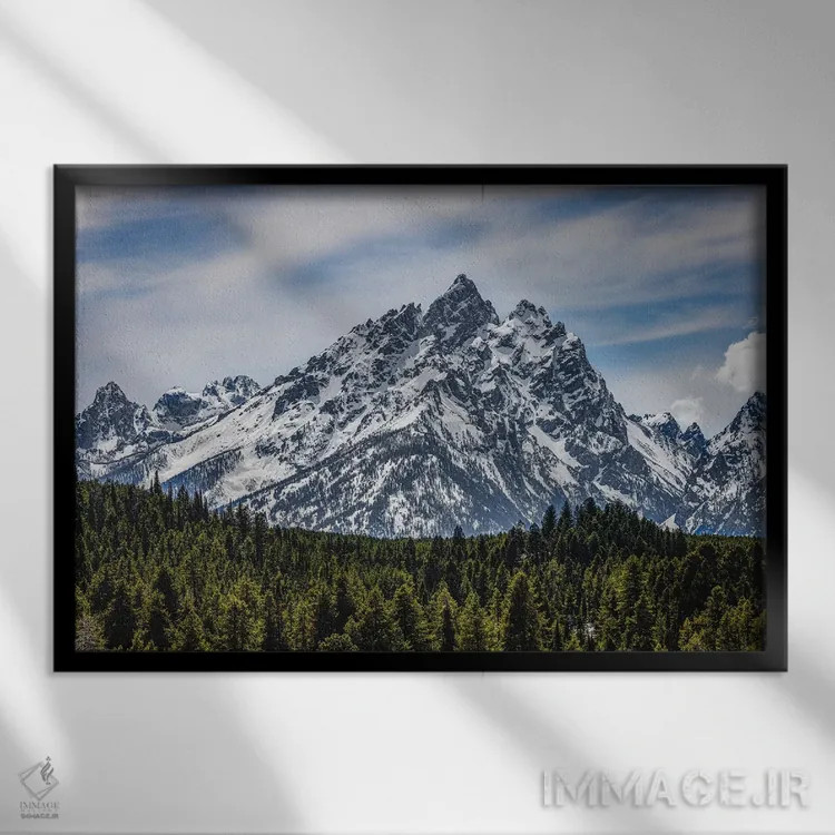 تابلو رشتهکوه گرند تیتون شماره ۹ اثر الکس جی پرز - نمای قابدار مشکی