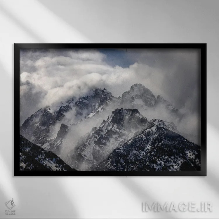 تابلو کوههای گرند تیتون شماره ۱ اثر الکس جی پرز - نمای قابدار مشکی