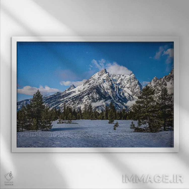 تابلو رشتهکوههای بزرگ تیتون (۵) اثر الکس جی پرز - نمای قابدار سفید