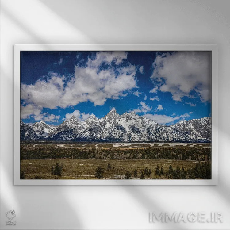 تابلو رشتهکوههای بزرگ تیتون (۸) اثر الکس جی پرز - نمای قابدار سفید