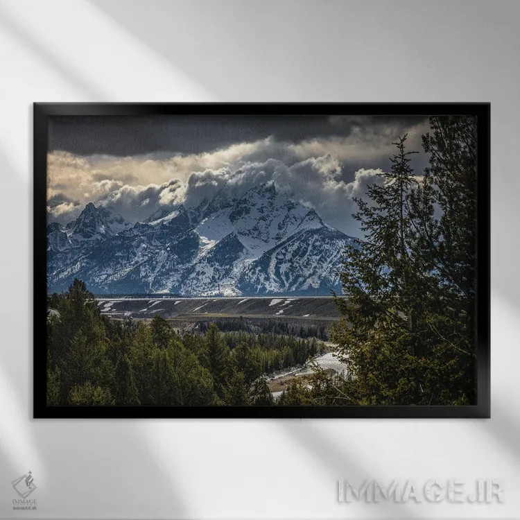 تابلو کوههای گرند تیتون شماره ۲ اثر الکس جی پرز - نمای قابدار مشکی