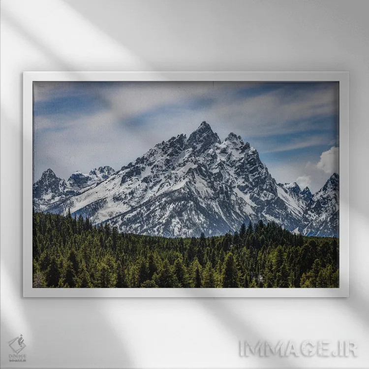 تابلو رشتهکوه گرند تیتون شماره ۹ اثر الکس جی پرز - نمای قابدار سفید