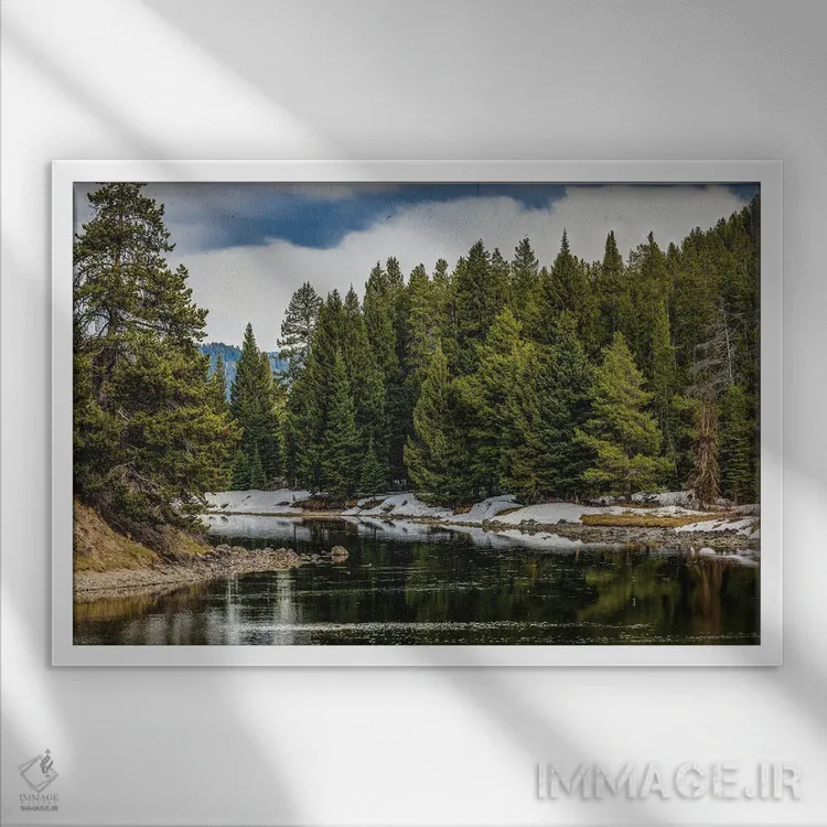 تابلو رودخانه گرند تیتون اثر الکس جی پرز - نمای قابدار سفید