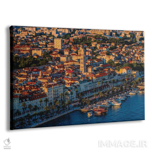 تابلو غروب بندر اسپیلت و شهر قدیمی کروواسی اثر الکس جی پرز - نمای پرسپکتیو محصول
