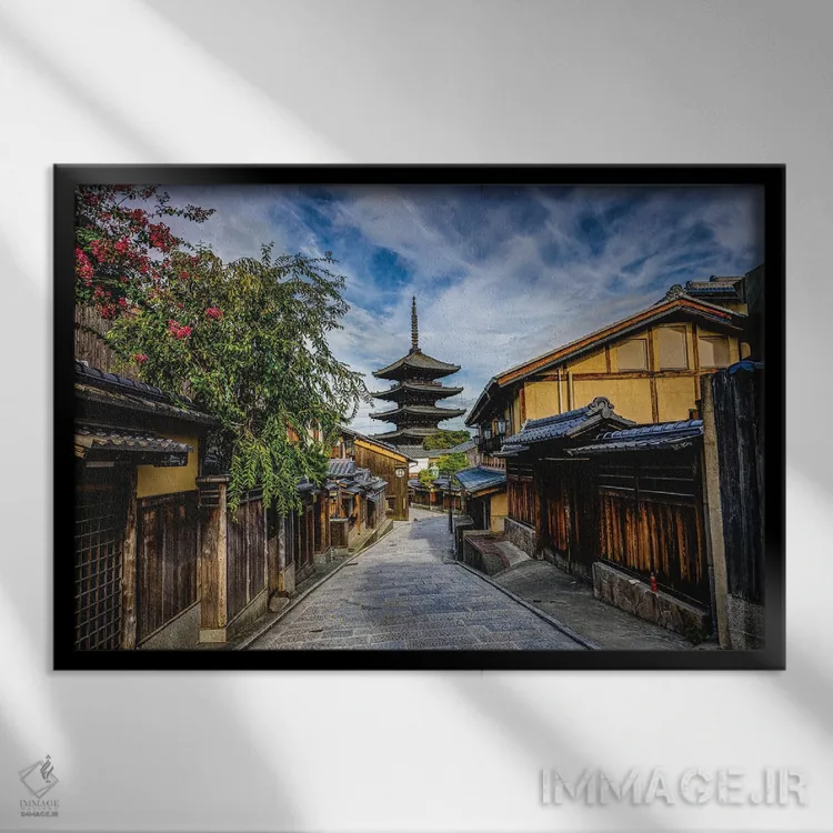 تابلو معبد هوکانجی کیوتو ژاپن اثر الکس جی پرز - نمای قابدار مشکی