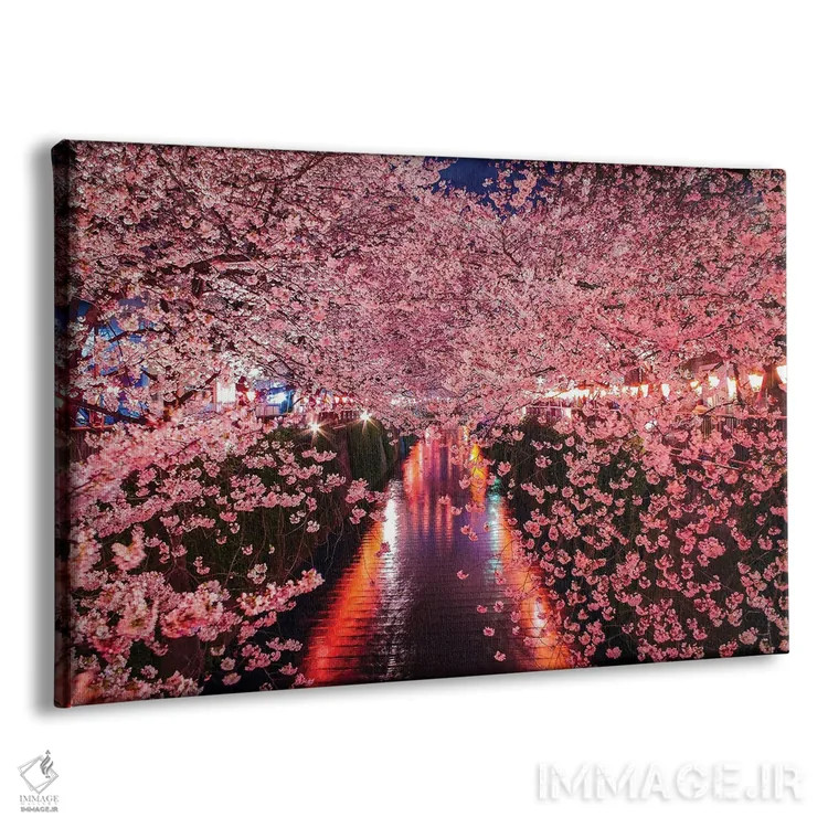 تابلو رودخانه با شکوفههای گیلاس ژاپن I اثر الکس جی پرز - نمای پرسپکتیو محصول