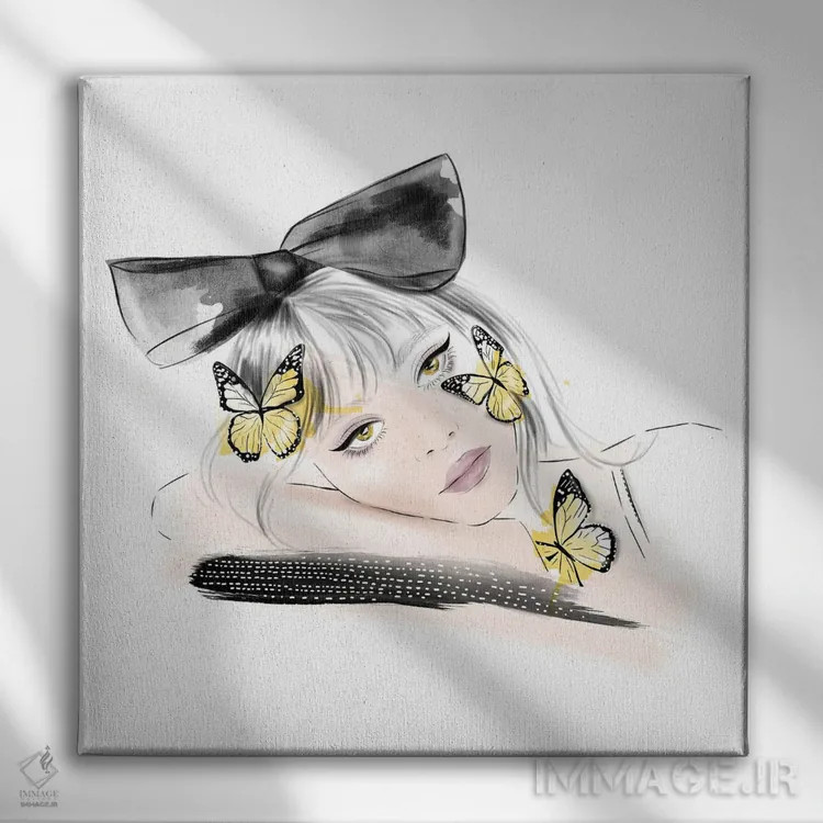 تابلو دختر پروانهای اثر آگاتا سدراک - نمای روبهرو روی دیوار