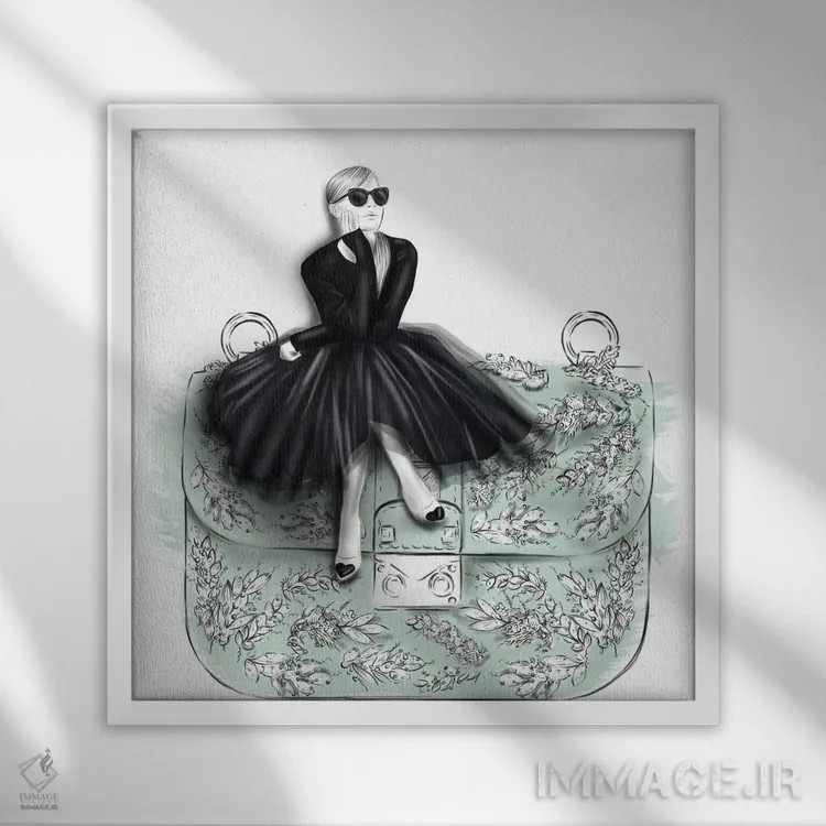 تابلو کیف نعناییرنگ اثر آگاتا سدراک - نمای قابدار سفید