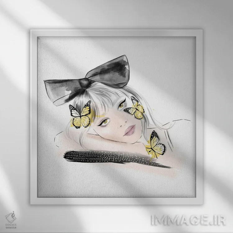 تابلو دختر پروانهای اثر آگاتا سدراک - نمای قابدار سفید