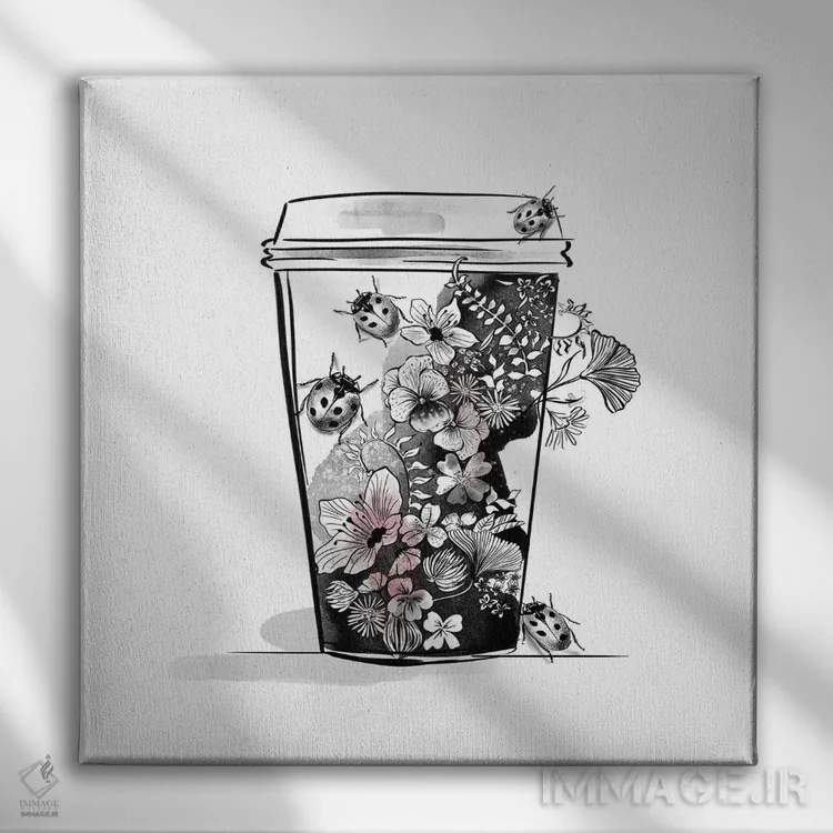 تابلو فنجان گلدار اثر آگاتا سدراک - نمای روبهرو روی دیوار