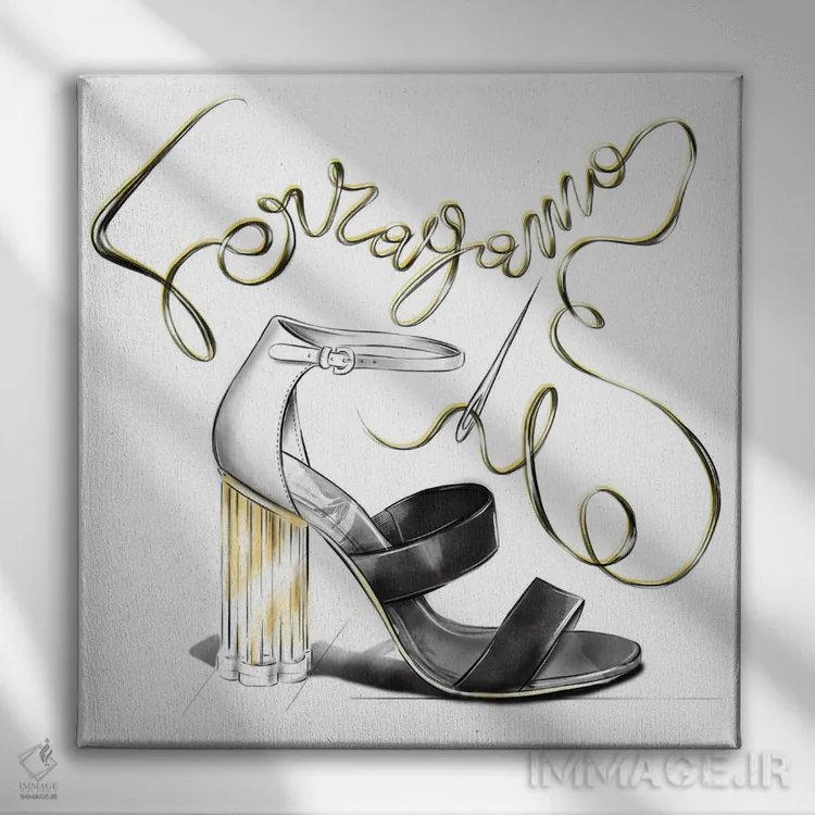 تابلو فراگامو (برند مد) اثر آگاتا سدراک - نمای روبهرو روی دیوار