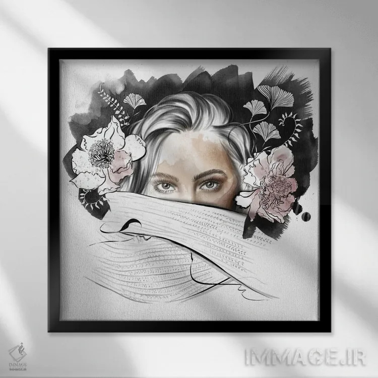 تابلو گل صدتومانی اثر آگاتا سدراک - نمای قابدار مشکی