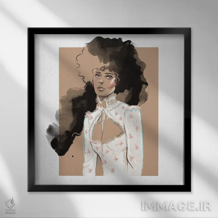 تابلو پرترهٔ کلاسیک (وینتیج) اثر آگاتا سدراک - نمای قابدار مشکی