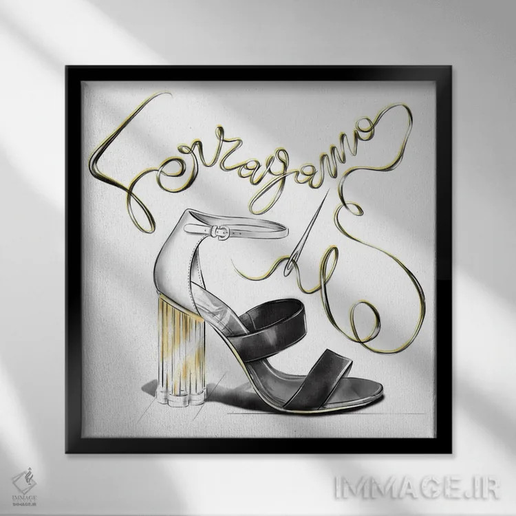 تابلو فراگامو (برند مد) اثر آگاتا سدراک - نمای قابدار مشکی