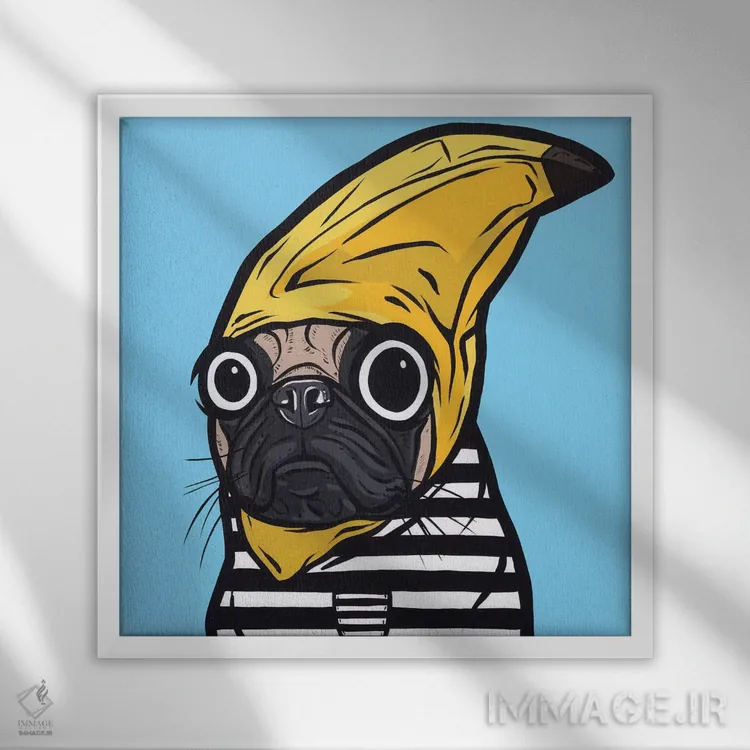 تابلو پاگ موزی اثر آلیسون گاتچل - نمای قابدار سفید