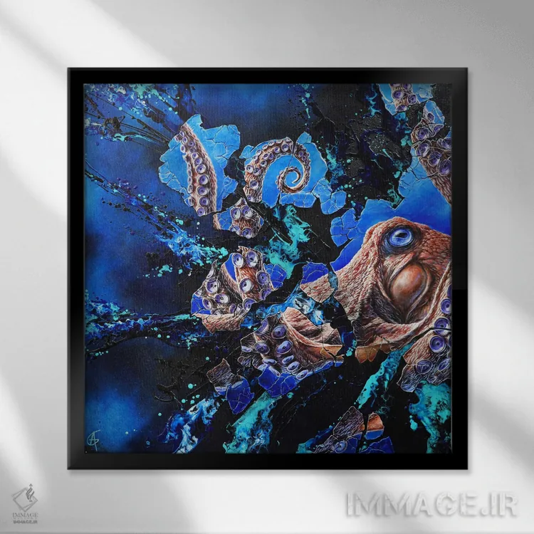 تابلو اینگوانه اثر آناگرُز - نمای قابدار مشکی