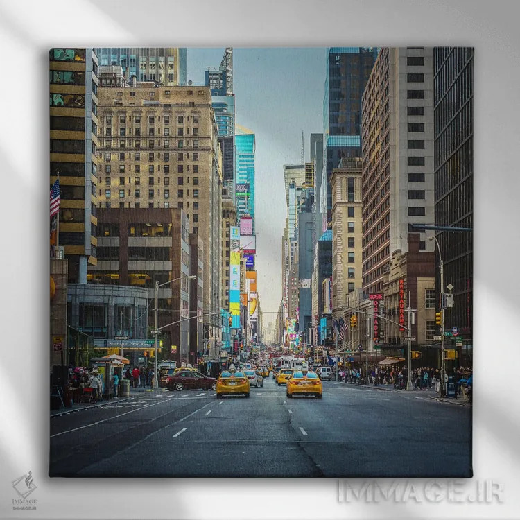 تابلو غروب خیابان هفتم نیویورک اثر آن هادک - نمای روبهرو روی دیوار