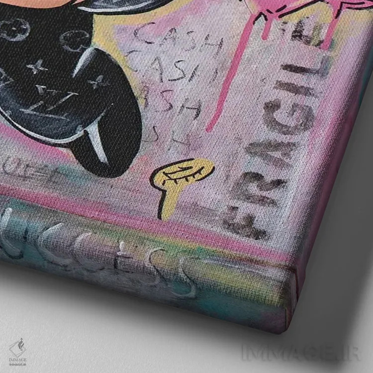 تابلو آقای مونوپولی (شخصیت بازی) اثر آرتاش هاکوبیان - نمای نزدیک بافت بوم