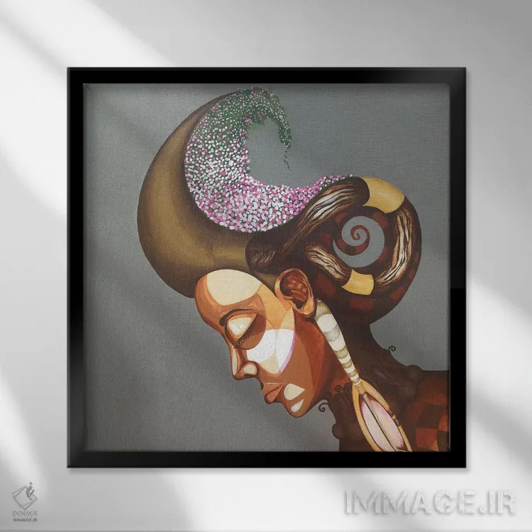 تابلو زن جنگجو اثر اشلی جوی - نمای قابدار مشکی