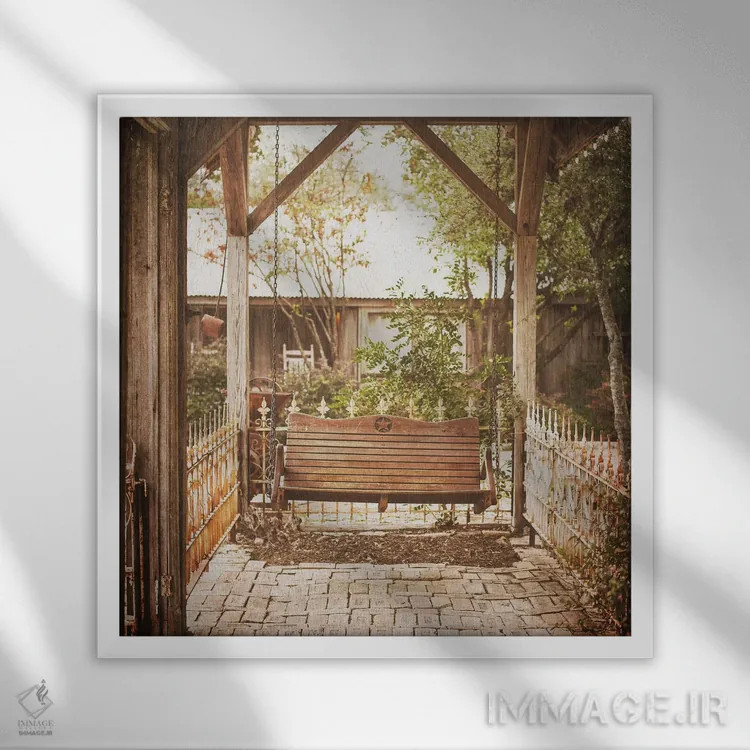 تابلو رقص سوینگ روستایی (یا تاب روستایی - بستگی به زمینه تصویری دارد) اثر آن هادک - نمای قابدار سفید