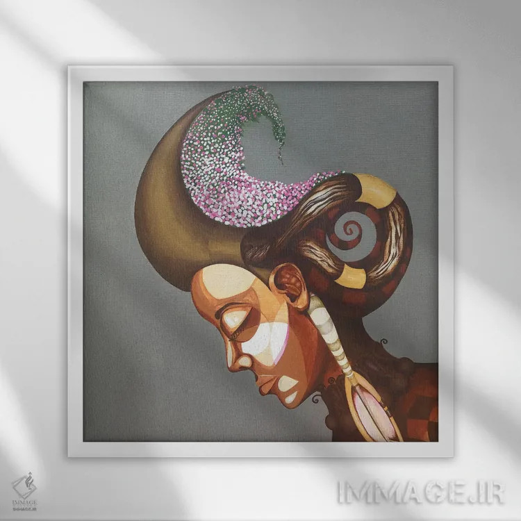 تابلو زن جنگجو اثر اشلی جوی - نمای قابدار سفید