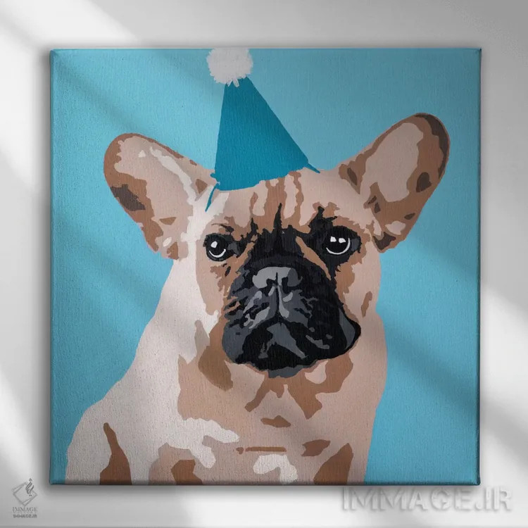 تابلو میلو روی زمینه آبی اثر جولی احمد - نمای روبهرو روی دیوار