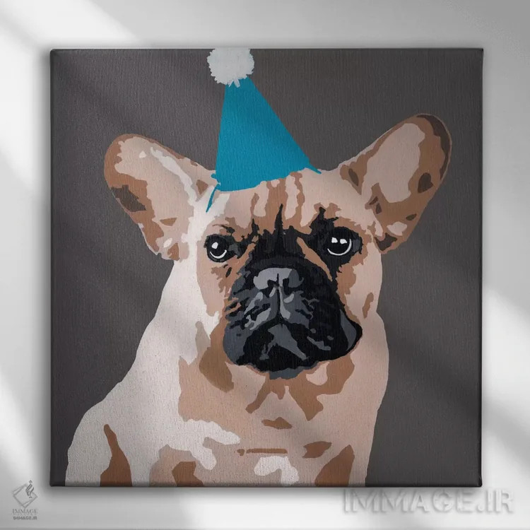 تابلو میلو روی خاکستری تیره اثر جولی احمد - نمای روبهرو روی دیوار