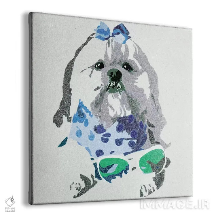 تابلو خرس بیوسی در زمینه آبی (نام فانتزی) اثر جولی احمد - نمای پرسپکتیو محصول