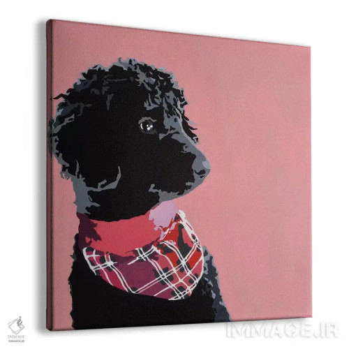 تابلو پودل سیاه استاندارد (نوع نژاد سگ) اثر جولی احمد - نمای پرسپکتیو محصول