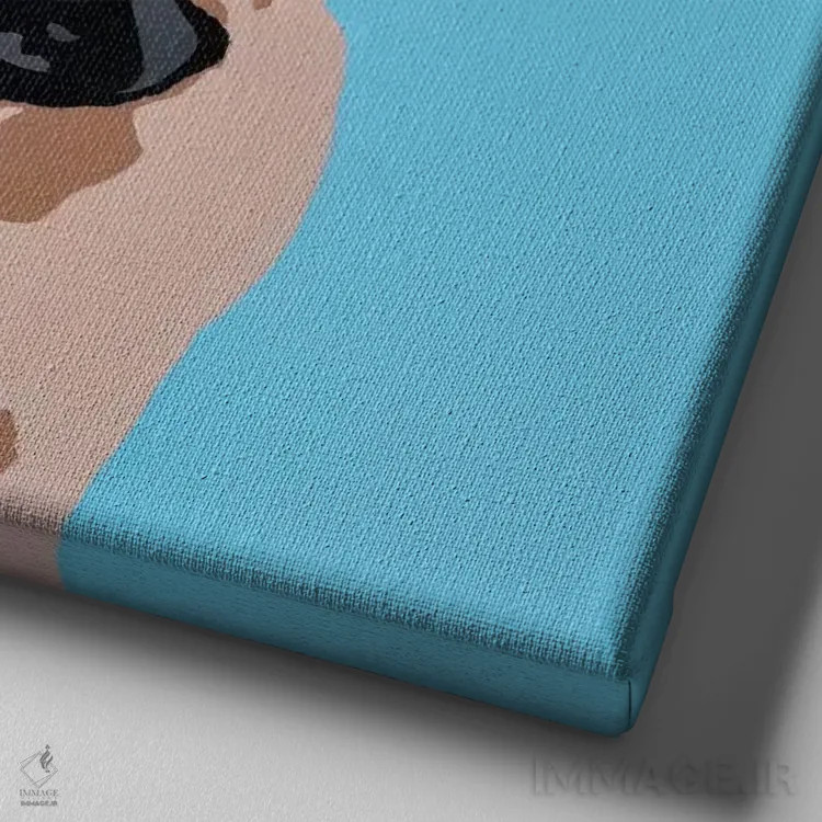 تابلو میلو روی زمینه آبی اثر جولی احمد - نمای نزدیک بافت بوم