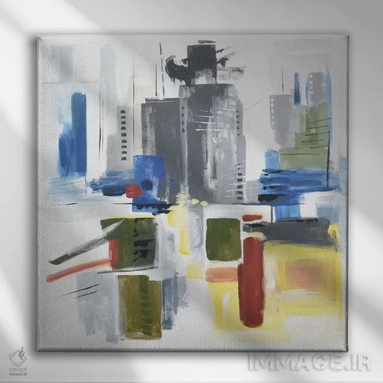 تابلو انتزاع معماری اثر جولی احمد - نمای روبهرو روی دیوار