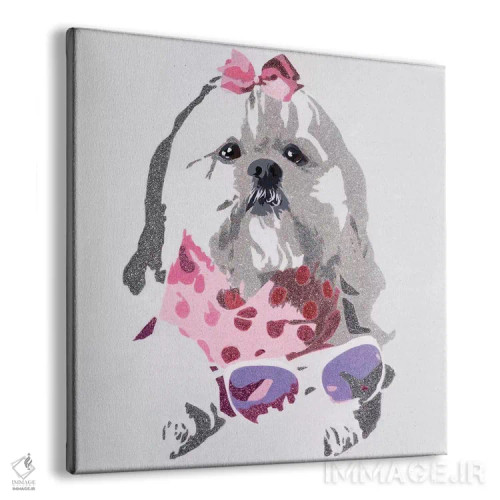 تابلو خرس بیوسی در زمینه صورتی اثر جولی احمد - نمای پرسپکتیو محصول