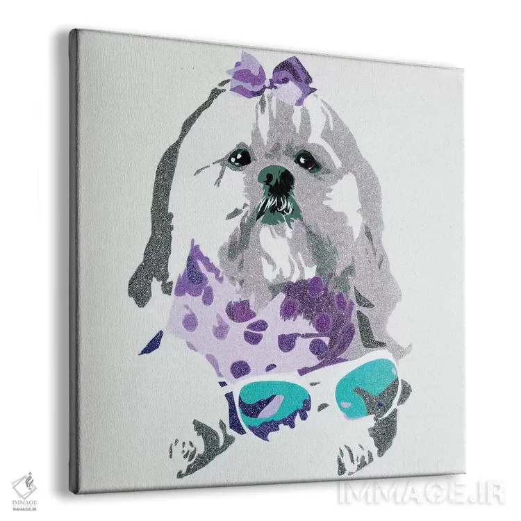 تابلو خرس بیوسی در زمینه بنفش اثر جولی احمد - نمای پرسپکتیو محصول