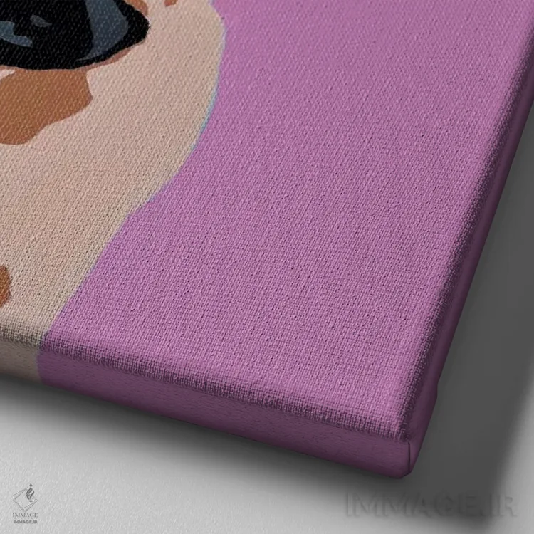 تابلو میلو روی بنفش اثر جولی احمد - نمای نزدیک بافت بوم