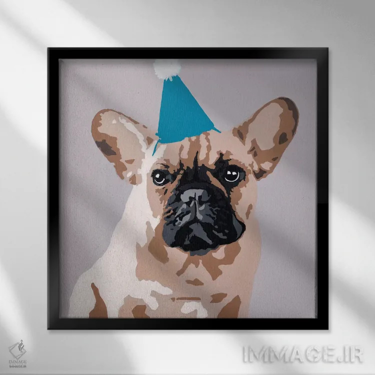 تابلو میلو خاکستری روشن (نام خاص یا رنگ) اثر جولی احمد - نمای قابدار مشکی