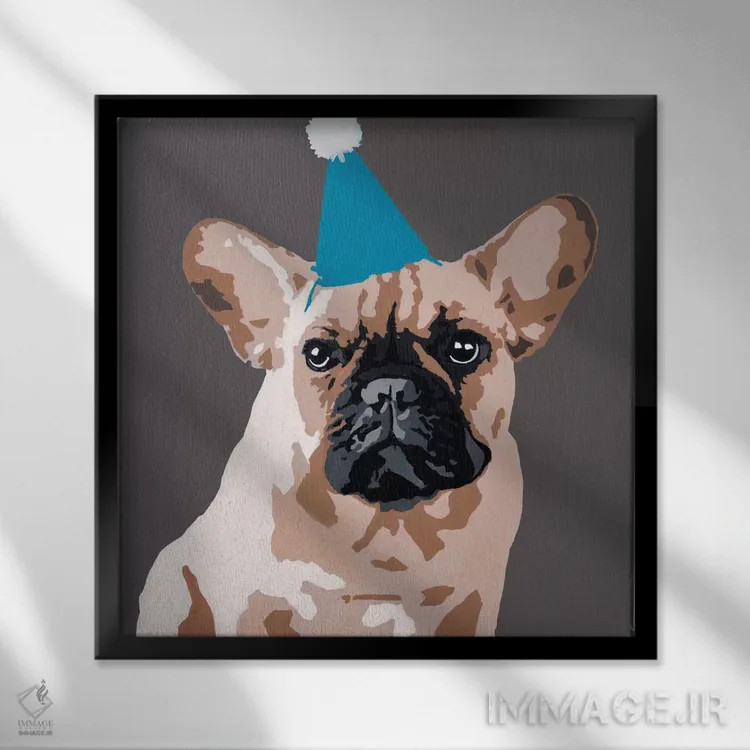 تابلو میلو روی خاکستری تیره اثر جولی احمد - نمای قابدار مشکی