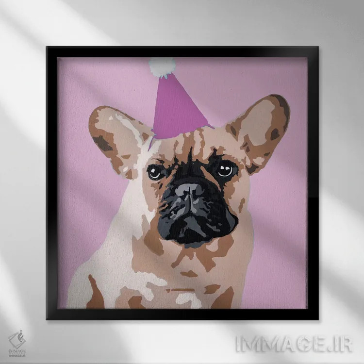 تابلو میلو روی زمینه صورتی اثر جولی احمد - نمای قابدار مشکی