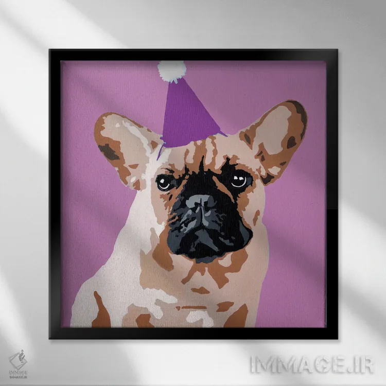 تابلو میلو روی بنفش اثر جولی احمد - نمای قابدار مشکی