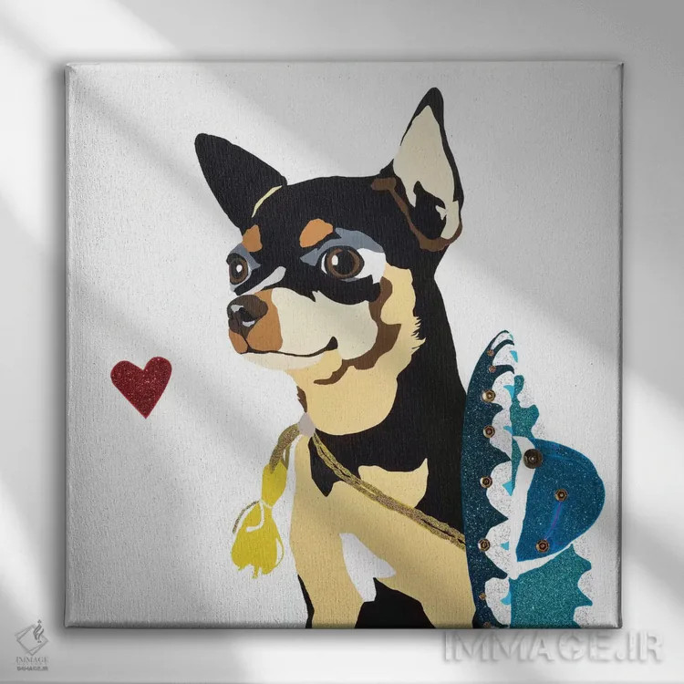 تابلو فیجت ویگلزوُرث با یک کلاه مکزیکی آبی اثر جولی احمد - نمای روبهرو روی دیوار