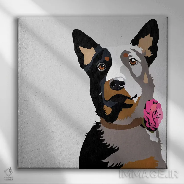 تابلو جاسپر با یک گل صورتی اثر جولی احمد - نمای روبهرو روی دیوار