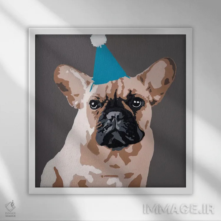 تابلو میلو روی خاکستری تیره اثر جولی احمد - نمای قابدار سفید