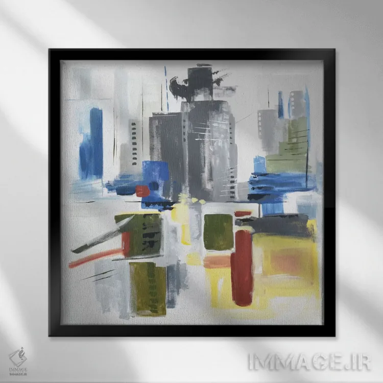 تابلو انتزاع معماری اثر جولی احمد - نمای قابدار مشکی