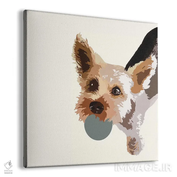 تابلو رکس روی زمینه کرم (اسم حیوان) اثر جولی احمد - نمای پرسپکتیو محصول