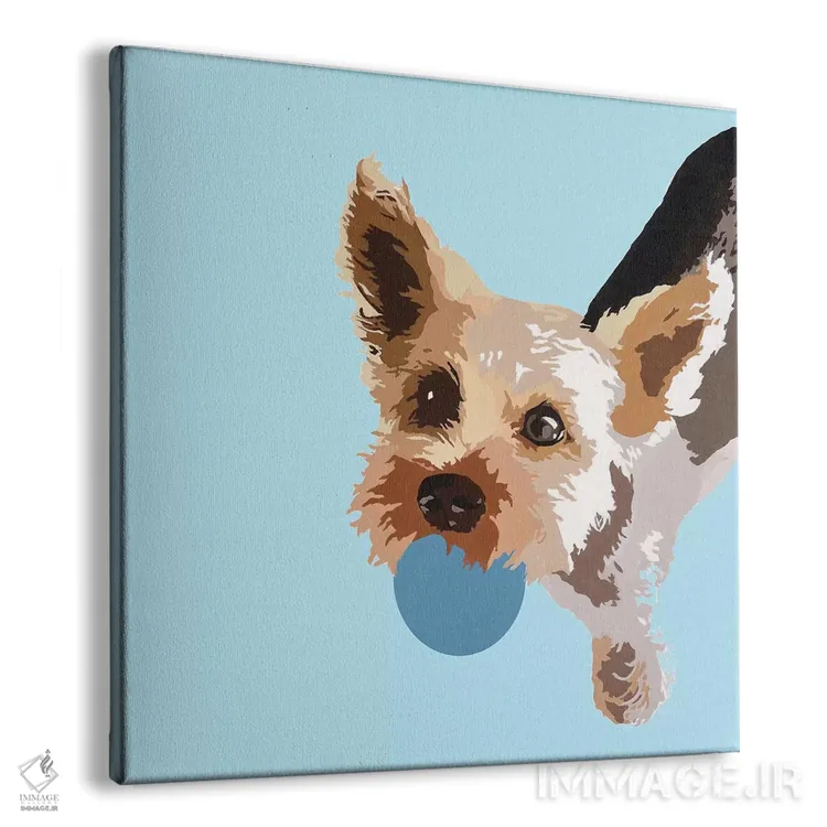 تابلو رکس روی زمینه آبی روشن اثر جولی احمد - نمای پرسپکتیو محصول